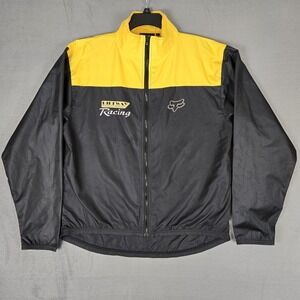 Fox Racing Track Jacket Mens XL Black Yellow Full‎ Zip Bikeway Racing Moto BMX